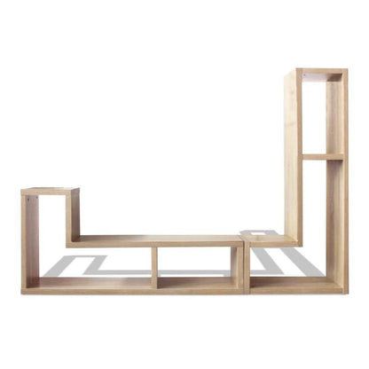Double L-Shaped Oak TV Stand