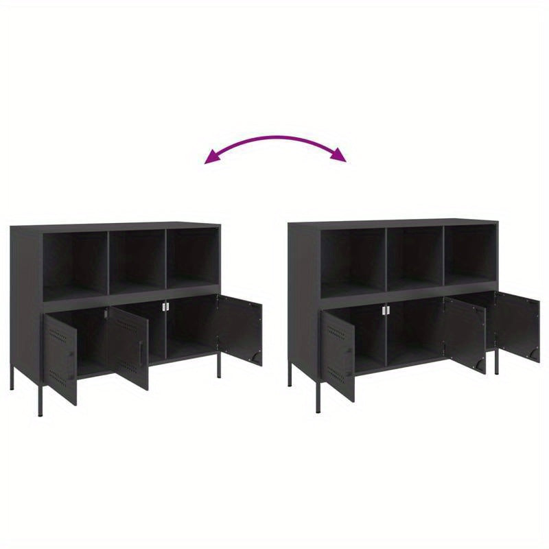 Dressoir – Opbergkast – Kast – Sideboard – Dressoirkast – Zwart Staal – Industrieel Design – Compact 100,5x39x79 cm