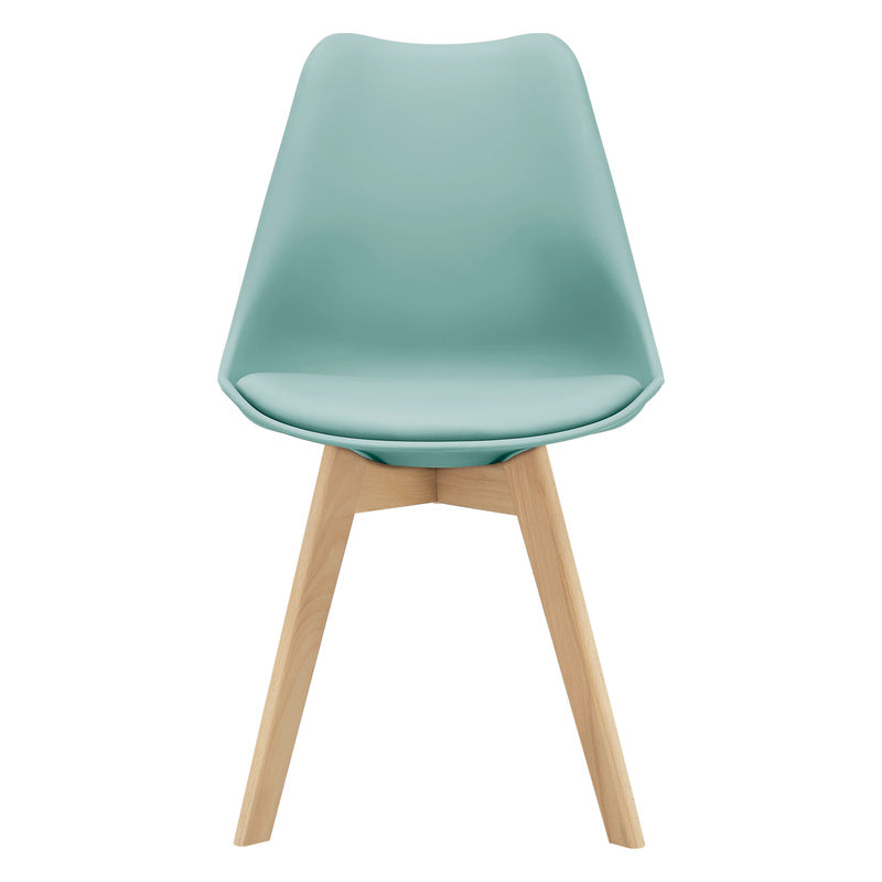 Eetkamerstoel – Kuipstoel – Stoel – Keukenstoel – Woonkamerstoel – Set van 6 – PU Kunstleer Zitting – Massief Beukenhout Frame – Mintkleur