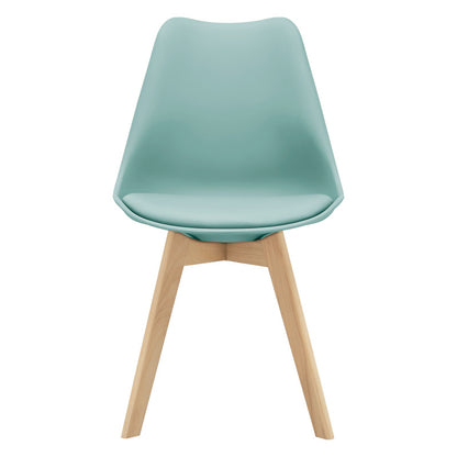 Eetkamerstoel – Kuipstoel – Stoel – Keukenstoel – Woonkamerstoel – Set van 6 – PU Kunstleer Zitting – Massief Beukenhout Frame – Mintkleur