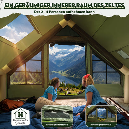 Opblaasbare Tent – Kampeertent – Familietent – Glamping Tent – Tunneltent – Ruim 4-8 Personen – Stevig Oxford 420D Materiaal