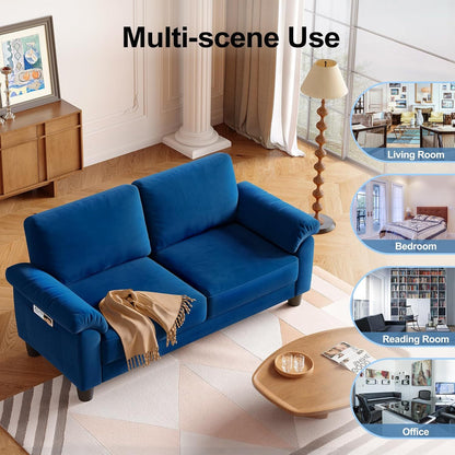 Loveseat – 2-Zitsbank – Bankje – Kleine Bank – Sofa – Compact 177,8 cm – Opbergruimte In Armleuningen – Stevig Houten Frame – Zachte Velvet Bekleding – Moderne Woonkamerbank