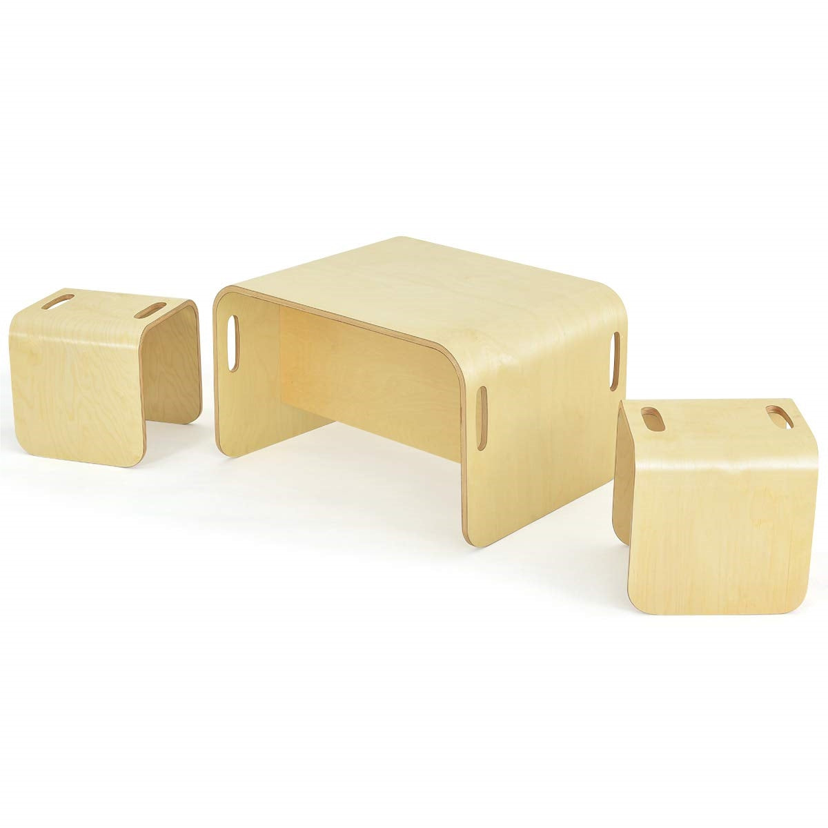 Kindertafel – Kindermeubel – Kindertafeltje – Kindertafelset – Houten Kindertafel – Berkenhout – Multifunctioneel Met 2 Stoelen – Compact En Duurzaam