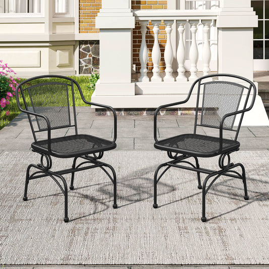 Schommelstoel – Schommelstoelen – Fauteuil – Relaxstoel – Tuinstoel – Set Van 2 – Metaalframe – Veerschommel