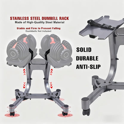 Adjustable Dumbbell Rack with Casters, Maximum Load Capacity 100kg/220 Lbs Dumbbells, Suitable for Home Gym