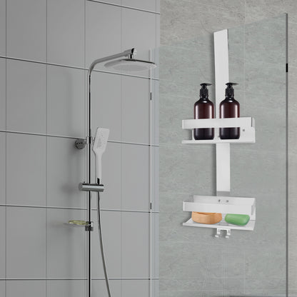 Badkamerplank – Badkamerrek – Wandplank – Planchet – Opbergkast – Roestvrij Staal – 2-Laags – 23x10x74 cm – Zilver