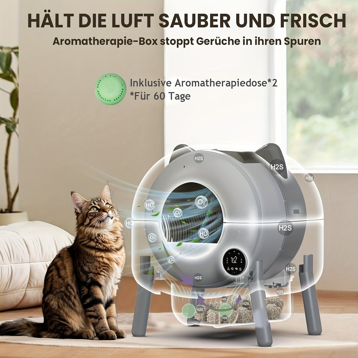 Kattenbak – Kattentoilet – Zelfreinigende Bak – Automatische Kattenbak – Kattenbak Open Top – Stil & Veilig – Geschikt Voor Meerdere Katten – Geurvrij Afvalbeheer
