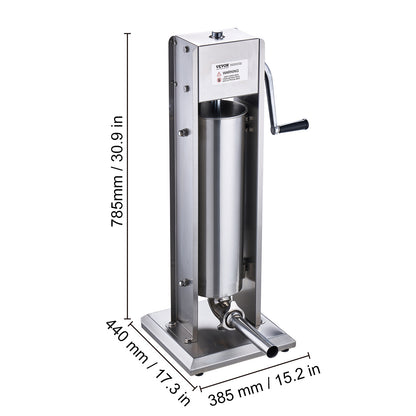 Worstenvuller – Worstenmaker – Worstmachine – Worstvuller – Worstenautomaat – 7 Liter Inhoud – Roestvrijstalen 304 Materiaal
