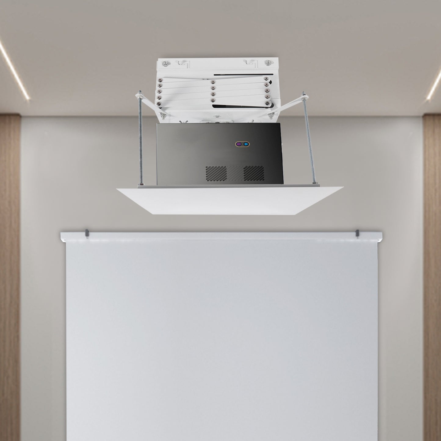 Projectiebeugel – Projectorhouder – Plafondbeugel – Bevestiging Voor Projector – Witte Projectorbeugel – Stevige Houten Constructie – Elektriciteit Niet Nodig