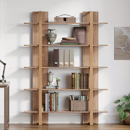 Boekenkast – Boekenrek – Opbergkast – Opbergkast – Wandkast – Industrieel Design – 5-laags Open Planken – Stevige Houten en Metalen Constructie