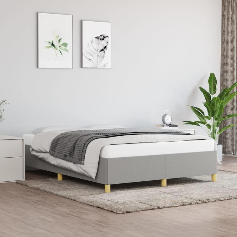 Contemporary Wooden Bed Frame with Grigio Chiaro 140x200cm Tissue - Removable Mattress, All-Season Comfort, Easy Assembly, No Power Needed, Modern Minimalist Design for Small Spaces, Bed Frame for Bedroom, Spacesaving Furnitu