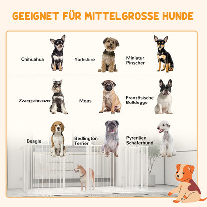 Puppyren – Hondenren – Speelren – Puppybox – Hekwerk – Stalen Frame – Dubbel Slot – 90 cm Hoog – Wit – Inklapbaar – Modulair