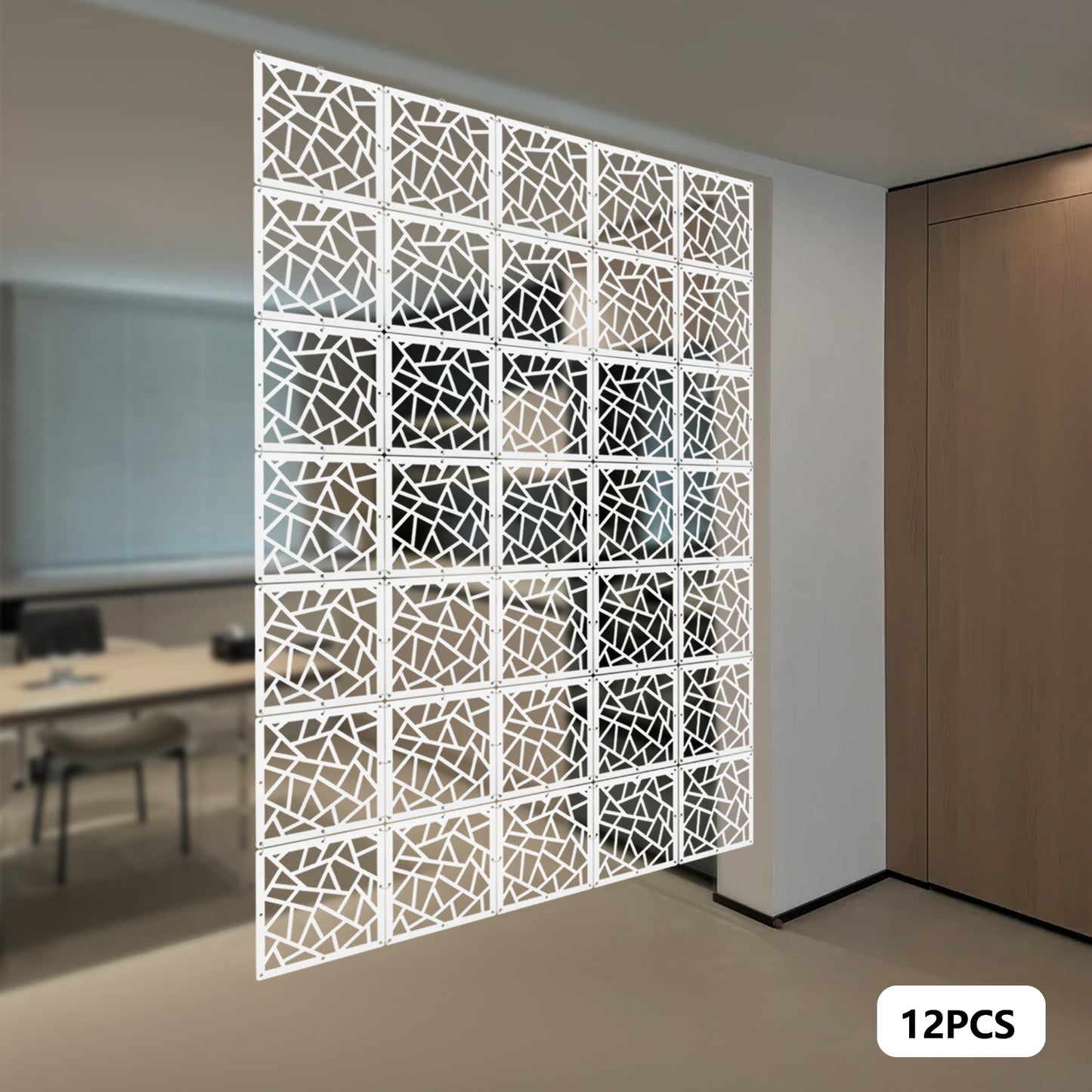 Roomdivider – Kamerscherm – Paravent – Scheidingswand – Wandpaneel – Wit – 12 Panelen – PVC Hout-Kunststofcomposiet – Gemakkelijk Ophangen