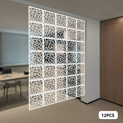 Roomdivider – Kamerscherm – Paravent – Scheidingswand – Wandpaneel – Wit – 12 Panelen – PVC Hout-Kunststofcomposiet – Gemakkelijk Ophangen