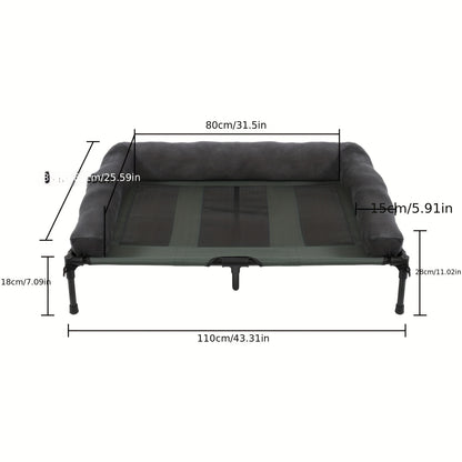 Verhoogd Hondenbed – Hondenmand – Hondenkussen – Hondenligbed – Dierenbed XL – Ademend Mesh – Afneembare Pluche Bolster