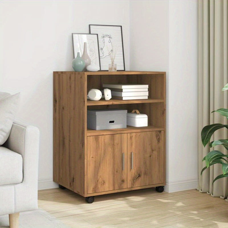 rolkast houten – rollende kast – opbergkast – verrijdbare kast – houten kast – handgemaakt eikenhout – 60x48x81 cm – duurzaam massief hout