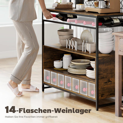 Wood Spice Rack Kitchen Shelf with Work Surface & Cabinet Door Storage - 5-Hook Hanging System, Space-Saving Vertical/under-Cabinet Unit for Spices, Pots, Pans - Compact Square Shelf (Compatible with Small Kitchens)