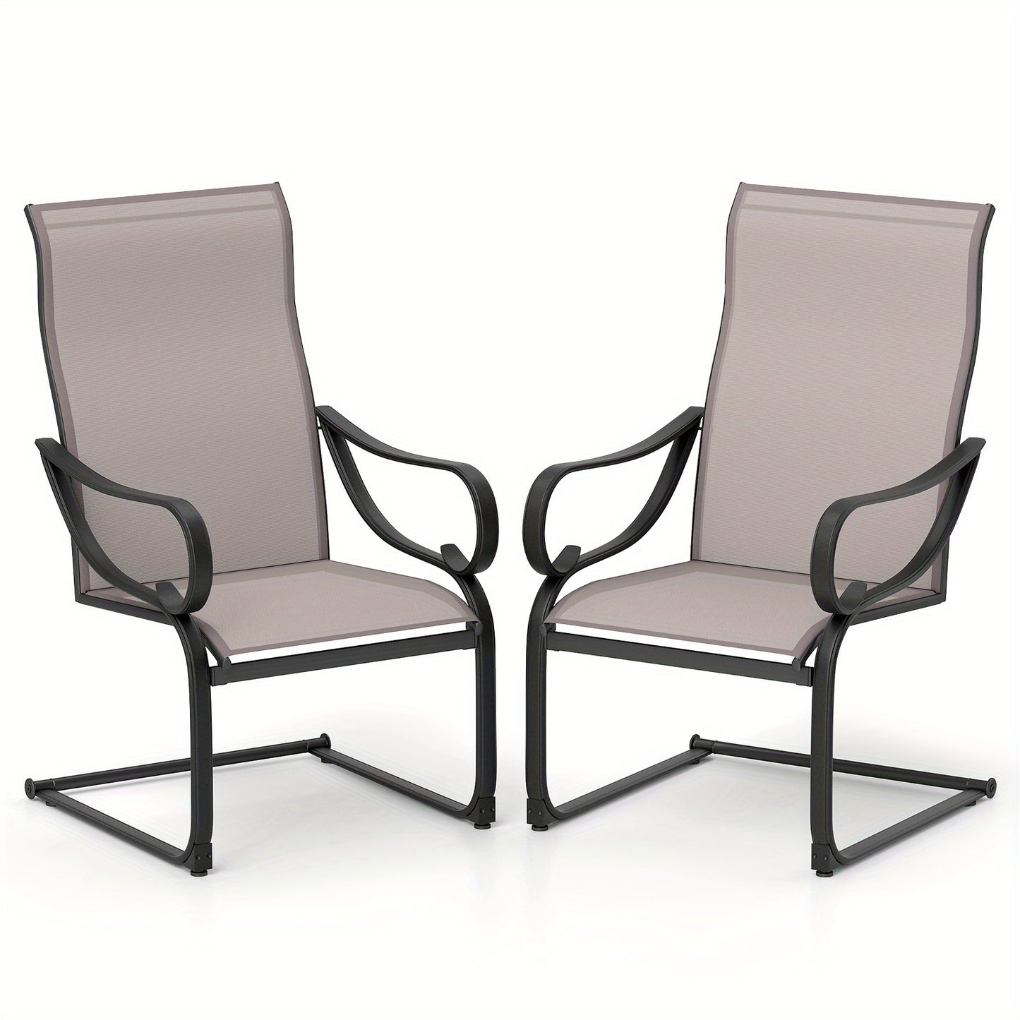 Schommelstoel – Tuinstoel – Loungestoel – Balkonstoel – Tuinmeubel – Ademend Mesh Zitting – Stevig Metalen Frame – Set van 2 – Grijs