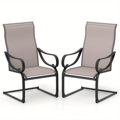 Schommelstoel – Tuinstoel – Loungestoel – Balkonstoel – Tuinmeubel – Ademend Mesh Zitting – Stevig Metalen Frame – Set van 2 – Grijs