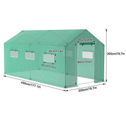 Kas – Kweekkas – Tuinkas – Broeikas – Plantenkas – 4,5x2x2 Meter – UV-bestendig Meshfolie – Ventilatieramen