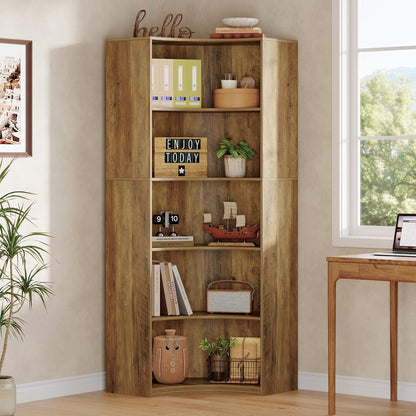 Hoekboekenkast – Hoekrek – Boekenkast – Opbergkast – Plankenkast – 6 Niveaus – Stevige Brede Basis – MDF Met Waterbestendige Afwerking