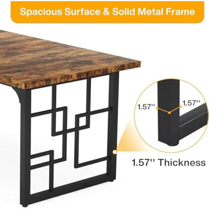 Vintage Bureau – Computerbureau – PC Tafel – Werktafel – Office Desk – Industrieel Design – Stevig Hout Met Zwarte Metalen Poten – 160 x 80 x 75 cm Rustiek Bruin