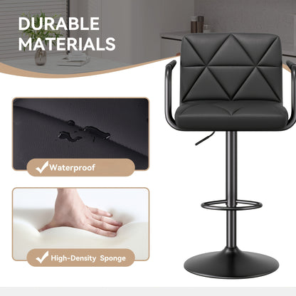 Barstoel – Barkruk – Barstoel Stoel – Keukenstoel – Barstoelen Set Van 4 – Verstelbare Hoogte – 360° Draaibaar – Ergonomisch Met Rugleuning En Armleuning – Compact En Onderhoudsvriendelijk