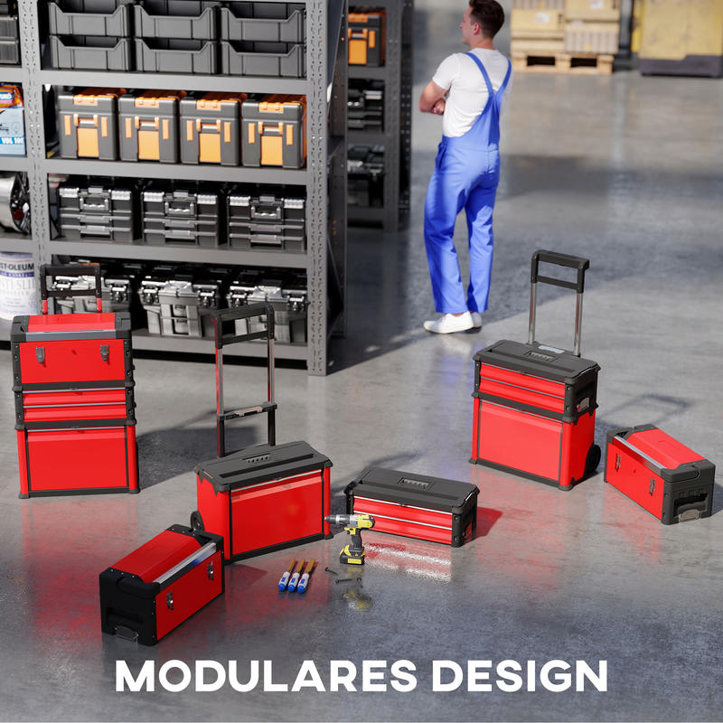Gereedschapskoffer – Gereedschapskist – Toolbox – Gereedschapwagen – Werkplaats Organizer – Compact Ontwerp – Stevige Metalen Constructie – Mobiel Met Zwenkwielen