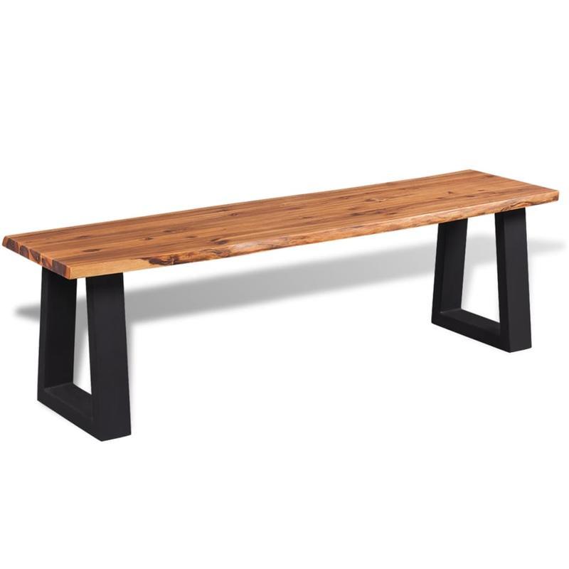 Bankje – Zitbank – Halbankje – Tuinbank – Houten Bank – Robuust Acaciahout – 160 cm Lang – Duurzaam En Stevig