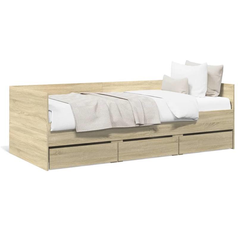 Bedbank – Daybed – Slaapbank – Logeerbed – Sofa – Sonoma Eiken – 75x190 cm – Met Opberglades