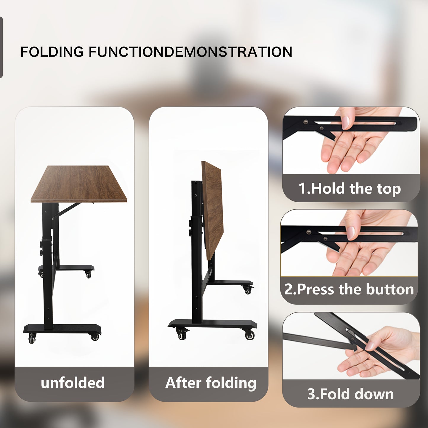 Inklapbare Werkbank – Vouwtafel – Opklapbare Werktafel – Verstelbare Werktafel – Mobiele Werkbank – 49x110 cm – Hoogte Verstelbaar – Gemaakt Van Hout