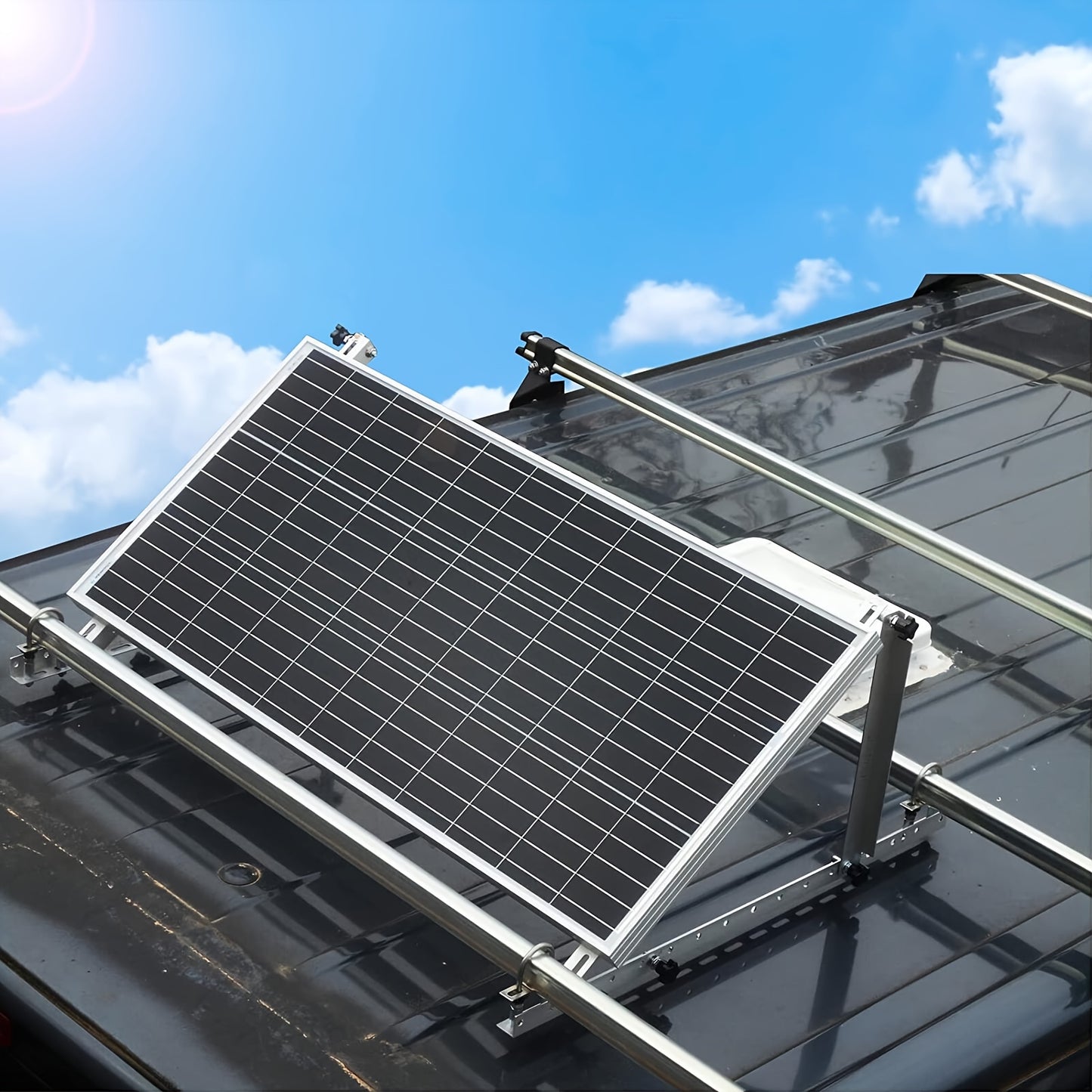 Zonnepaneelhouder – Zonnepaneelbeugel – Montageset – Bevestigingsbeugel – Verstelbare Zonnepaneelsteun – Aluminium & RVS – Geschikt Voor 200W-500W Panelen – Max 45 Inch
