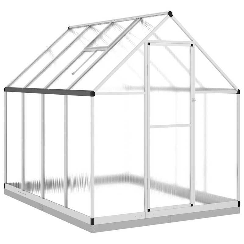 Kassenframe – Serre – Tuinkas – Groentekas – Mini Kas – Aluminium Frame – Zilverkleurige Basis – 224x169x202 cm – Weerbestendig & Ruim