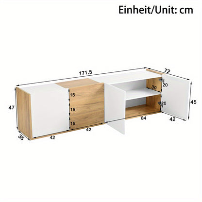 TV-meubel – TV-kast – Media Meubel – Televisie Meubel – Wandmeubel – Wit en Hout – Verstelbare Planken – MDF Duurzaam Design