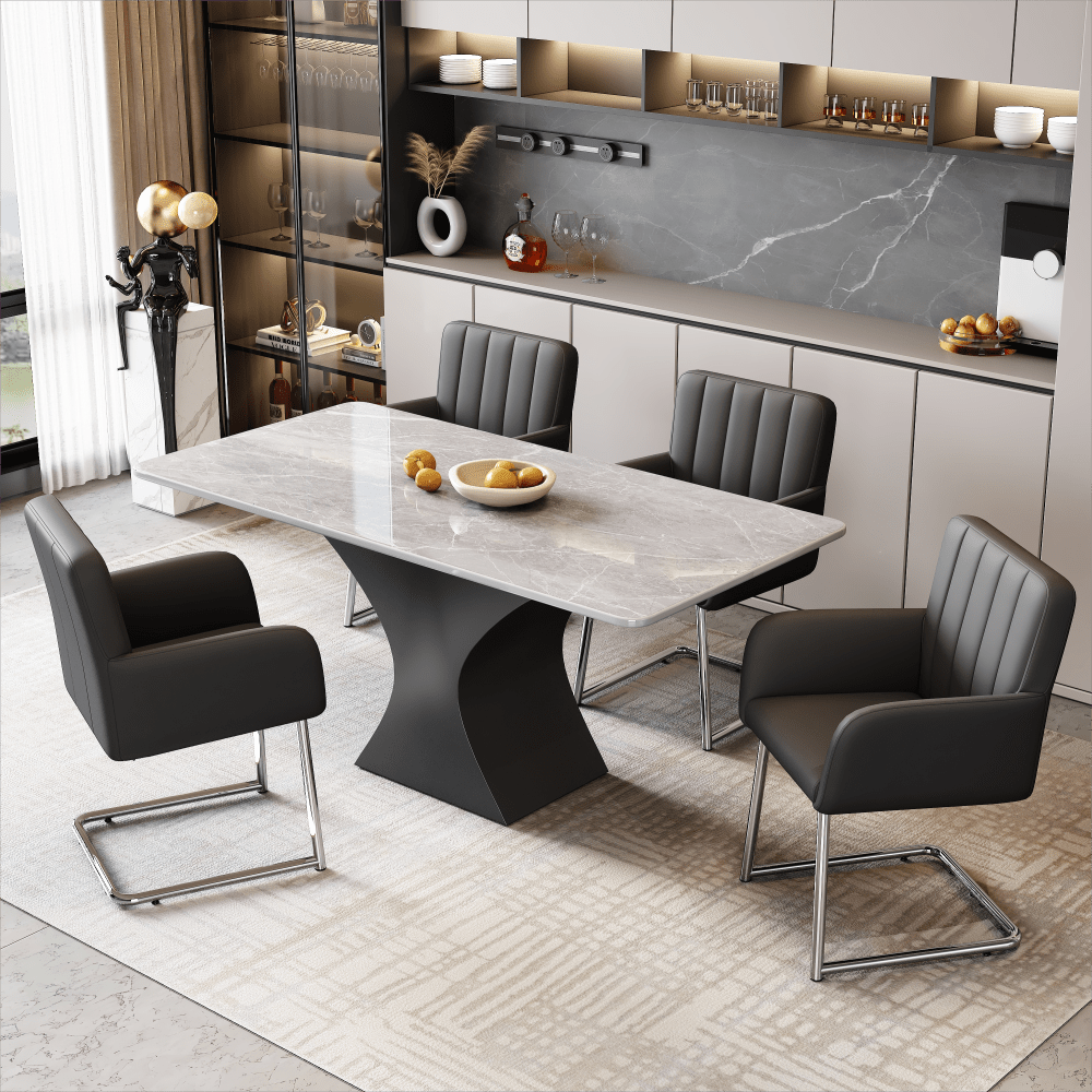 Eetkamerstoel – Stoel – Armstoel – Kuipstoel – Meubel – Kunstleder – Verticale Strepen – Herringbone Metalen Poten