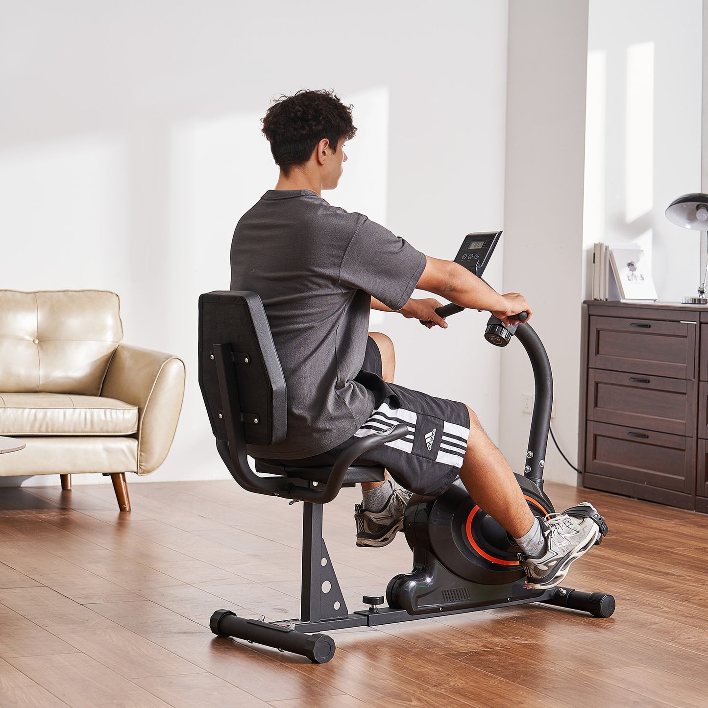Ligfiets – Hometrainer – Recumbent Fitnessfiets – Seniorentrainer – Magnetische Weerstand – Ergonomisch Ligzitje – Verstelbare Weerstand – Stevig Frame