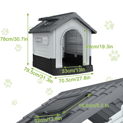 Hondenhuis – Hondenkennel – Hondenhok – Huisdierhuisje – Dierverblijf – Verkrijgbaar in S M L – Weerbestendig Kunststof Dak – Geschikt Voor Binnen en Buiten