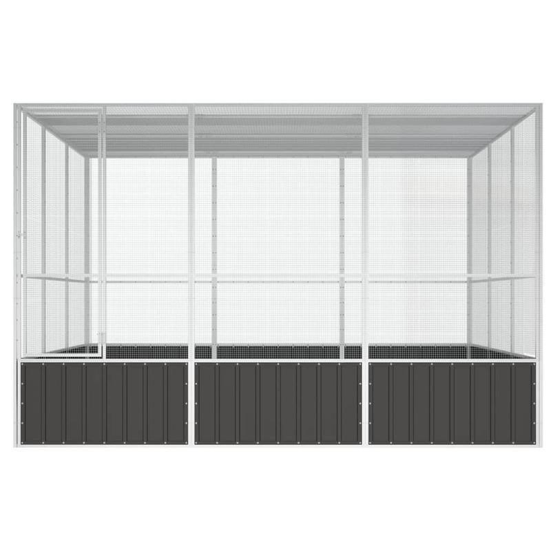 Vogelkooi – Vogelvolière – Papegaaienkooi – Parkietenkooi – Dierenkooi – Gegalvaniseerd Staal – Ruim 302,5x324,5x211,5 cm – Veilig en Comfortabel Anthraciet