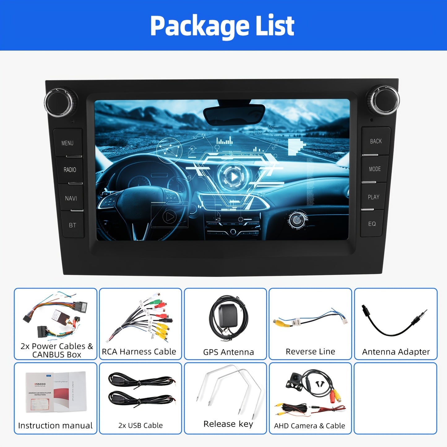 Autoradio – Multimediaspeler – Car Stereo – Navigatiesysteem – DAB+ Radio – 7 Inch HD Touchscreen – Android 14.0 – Draadloze CarPlay & Android Auto – Inclusief AHD Achteruitrijcamera