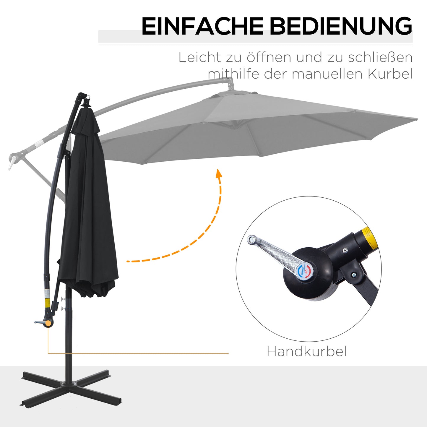 Parasol – Tuinparasol – Zonnescherm – Buitenparasol – Terrasparasol – Crèmekleurig – Diameter 3 Meter – Stalen Frame – Handmatige Kurkbediening