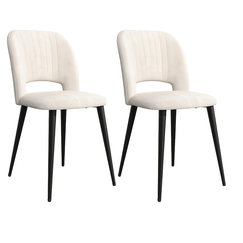 Eetkamerstoel – Stoel – Kuipstoel – Keukenstoel – Fauteuil – Velvet Bekleding – Ergonomisch Design – Set Van 2 – Metalen Poten – Wit – 48x45x85 cm