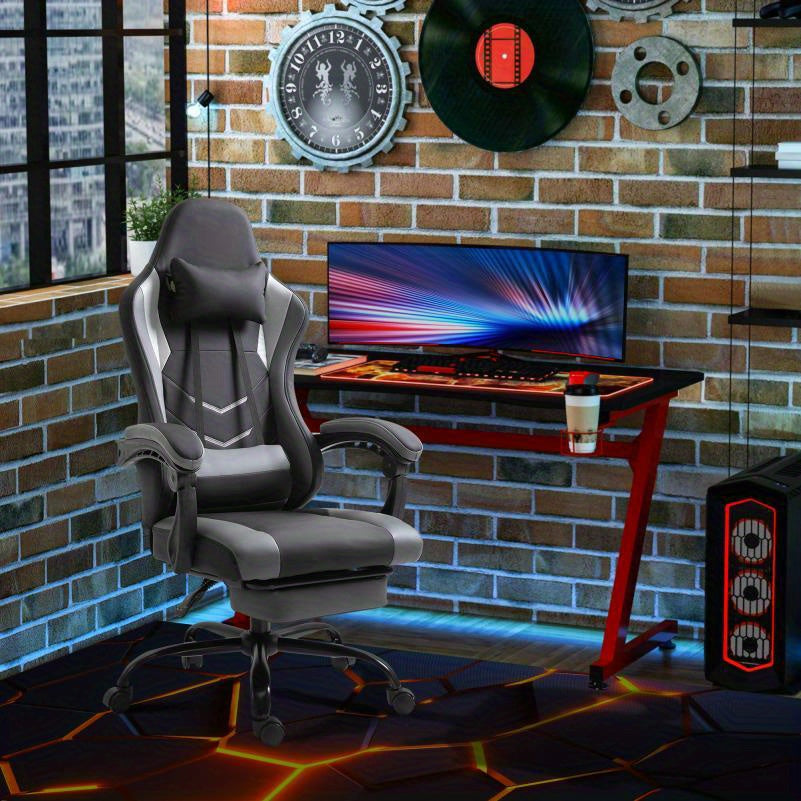 Ergonomische Gamingstoel – Gamingstoel – Bureaustoel – Gamestoel – Computerstoel – Verstelbare Hoofdsteun – Lendensteun – Polyester Vulling – Draagvermogen 120 kg