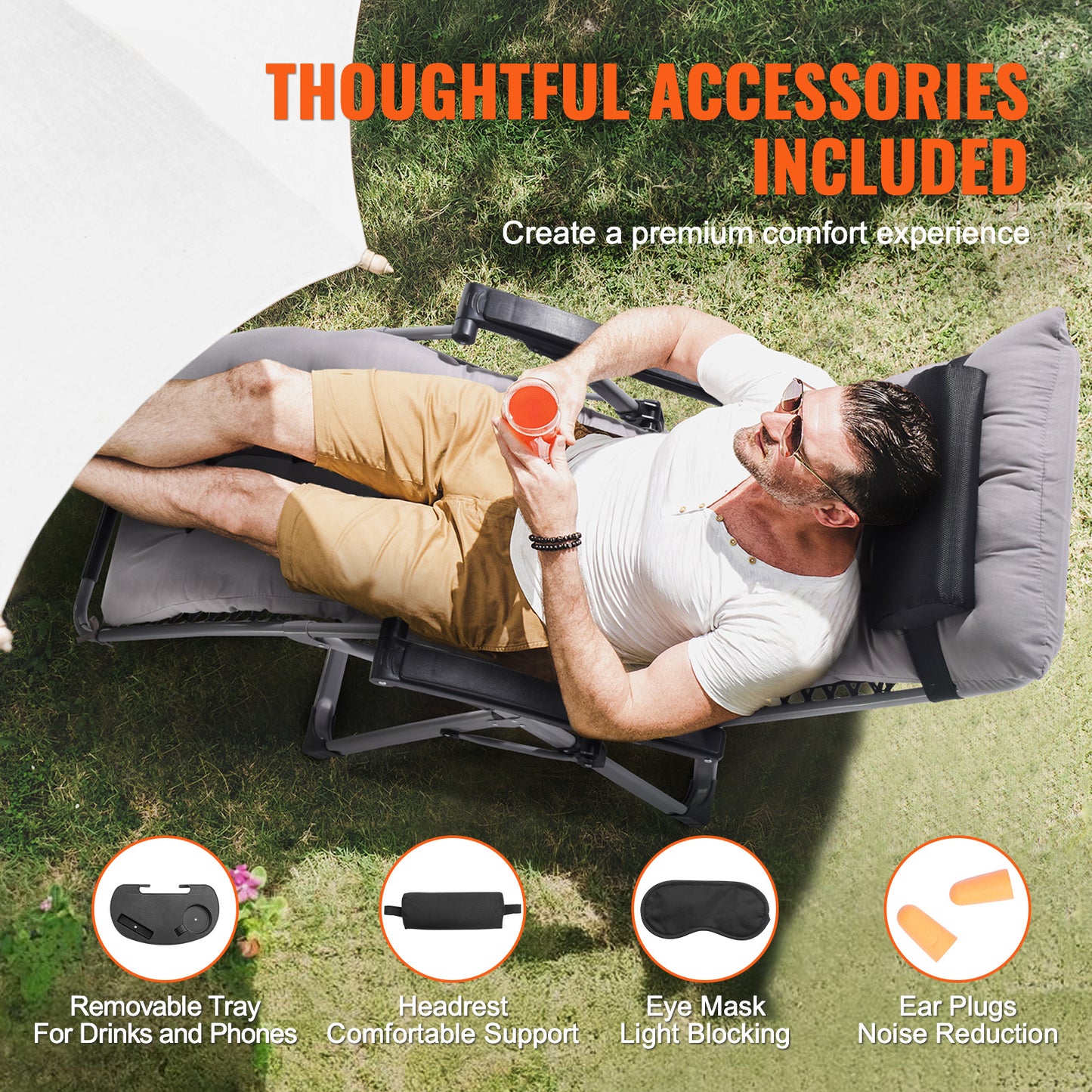 Zero Gravity Stoel – Relaxstoel – Ligstoel – Tuinstoel – Lounge Stoel – Verstelbaar 90°-170° – Draagkracht 225 kg – Comfortabel Kussen 10 cm
