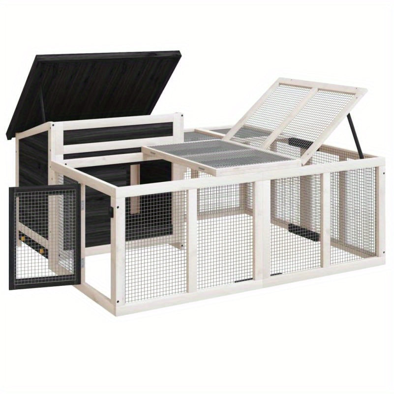 Konijnenhok – Konijnenkooi – Knaagdierenhok – Dierenverblijf – Buitenhok – Massief Grenenhout – 144x123x67,5 cm – Duurzaam en Weerbestendig
