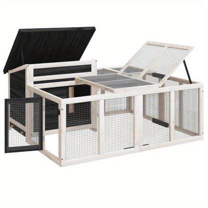 Konijnenhok – Konijnenkooi – Knaagdierenhok – Dierenverblijf – Buitenhok – Massief Grenenhout – 144x123x67,5 cm – Duurzaam en Weerbestendig