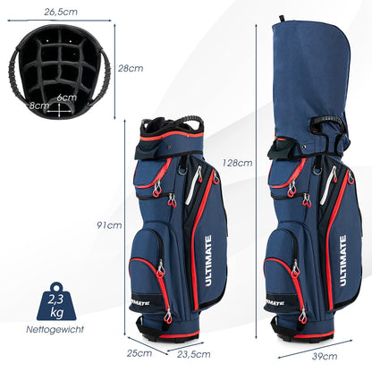 Golfbag – Golftas – Golfcarttas – Standbag – Golfreistas – Lichtgewicht Nylon – 14 Clubs Compartiment – Waterafstotende Regenhoes – 7 Zakken Met Ritssluiting