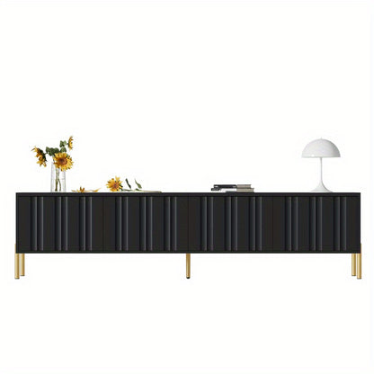 TV-meubel – TV-kast – TV-dressoir – Mediameubel – Tv-meubel met opbergruimte – 190 cm breed – Gouden poten en Soft-Close deuren - Zwart
