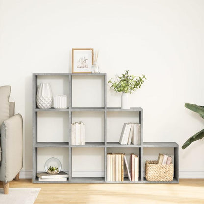 Roomdivider – Kamerscherm – Scheidingswand – Ruimteverdeler – Boekenkast – Betongrijs – 3 Niveaus – MDF en Hout