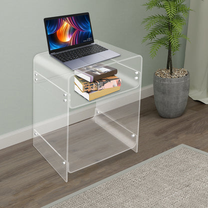 Bijzettafel – Nachtkastje – Salontafel – Sidetable – Banktafel – Transparant Acryl – Stevig A-Frame Design – 30 KG Draagvermogen – Ruimtebesparend Compact