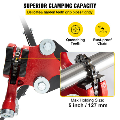 Kettingtang – Kettingbreker – Kettingschakeltang – Kettingsluiter – Kettingschakel Tang – Grote Pijpcapaciteit 1/8"-5" – Slipvaste Ketting 67 cm